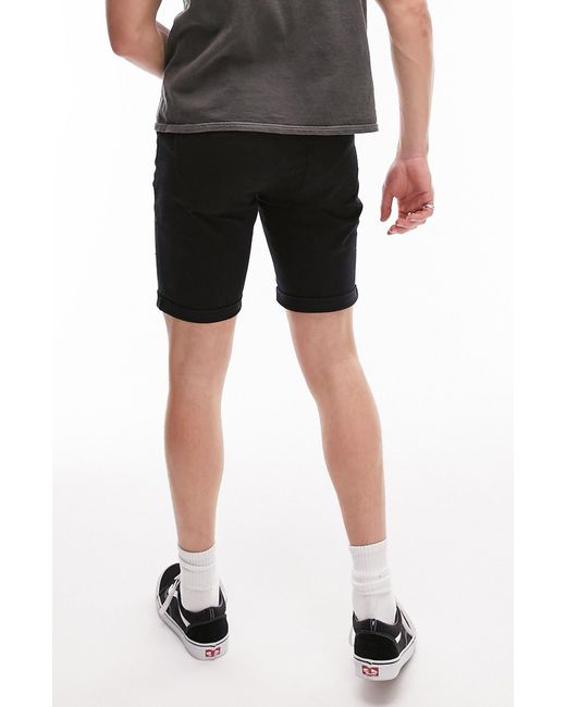 Topman Black Ripped Skinny Denim Shorts for men