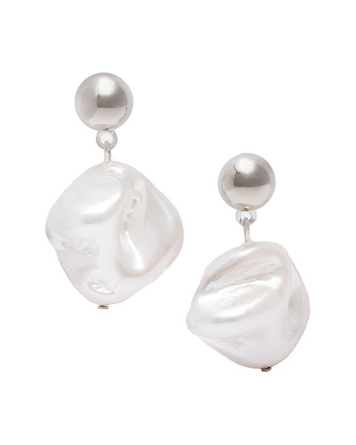 Saachi White Seashell Pearl Dangle Earrings