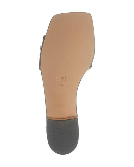 Roberto Cavalli Metallic Flat Slide Sandal