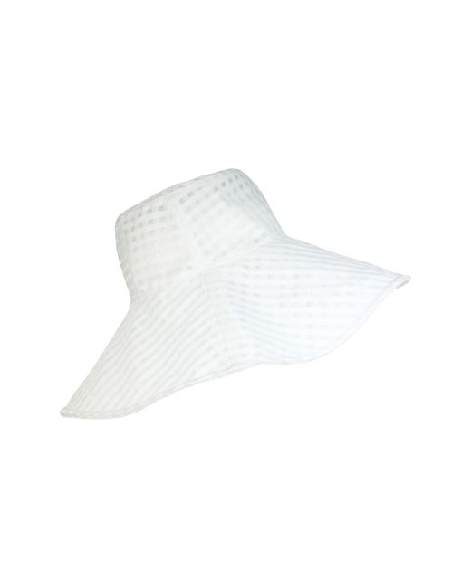 Laundry by Shelli Segal White Sheer Gingham Wide Brim Hat