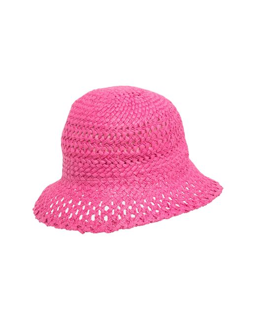 Vince Camuto Pink Open Weave Straw Bucket Hat