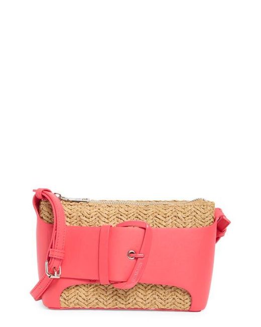 Steve Madden Pink Sami Buckle Raffia Croddbody Bag