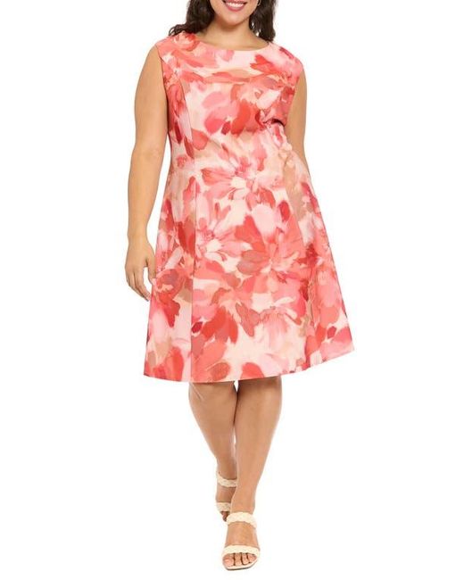 London Times Print Cap Sleeve Midi Dress in Red | Lyst