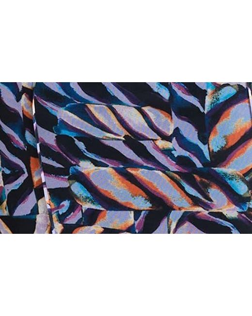 Donna Morgan Blue Ruched Mesh Long Sleeve Midi Dress