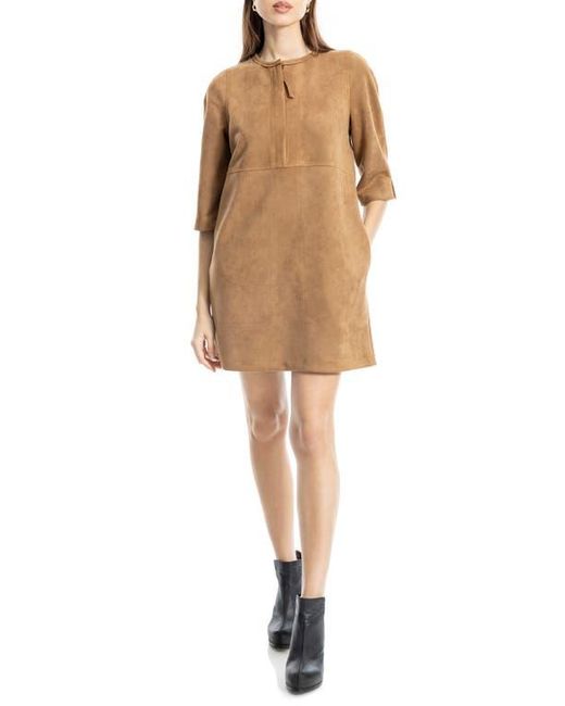Max Studio Faux Suede Half Zip Shift Dress in Natural | Lyst Max Studio Faux Suede Half Zip Shift Dress in Natural | Lyst