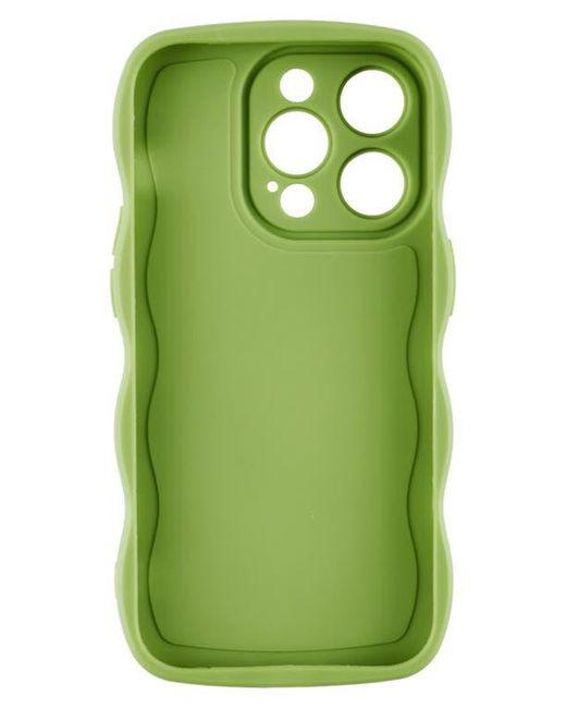 Auramma Green Solid Wavy Bumper Iphone 14 Pro Max Case