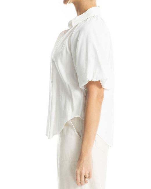 Max Studio White Bubble Sleeve Bf Shirt