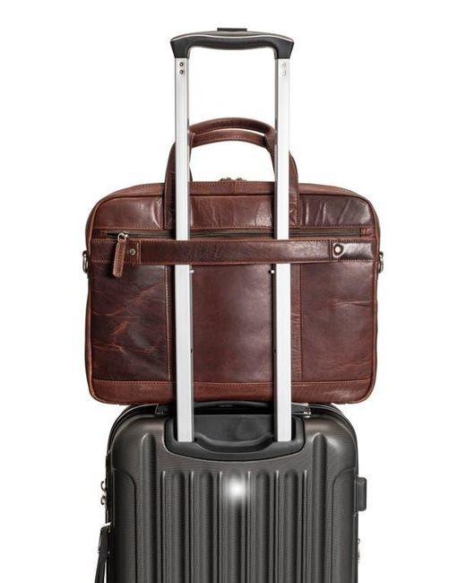 Mancini Brown Double Compartment Leather Briefcase for men