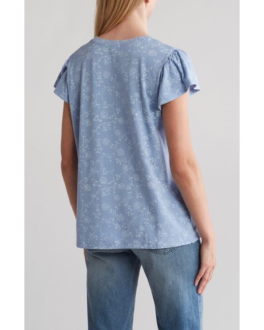 C&C California Blue Estelle Flutter Sleeve T-shirt