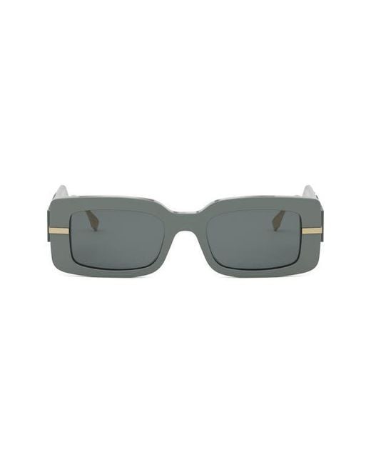 Fendi Gray Graphy 51Mm Rectangular Sunglasses