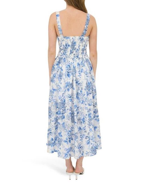 Blu Pepper Blue Floral Bustier Midi Dress
