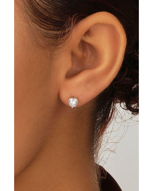 Sterling Forever White Sterling Cubic Zirconia Heart Stud Earrings