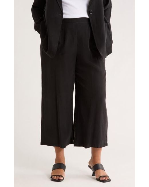 Max Studio Black Brushed Twill Crop Wide Leg Pants