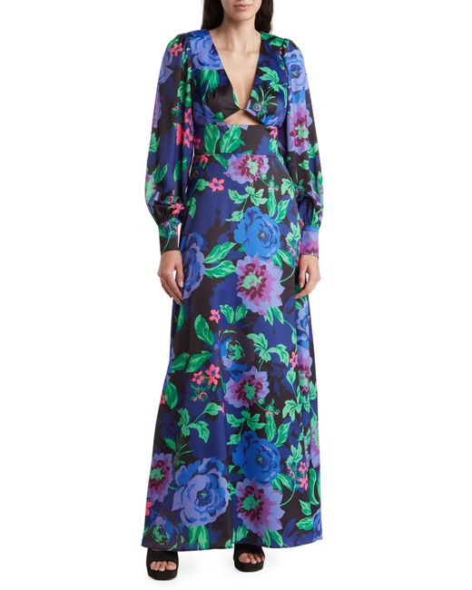 AFRM Blue Floral Print Long Maxi Dress