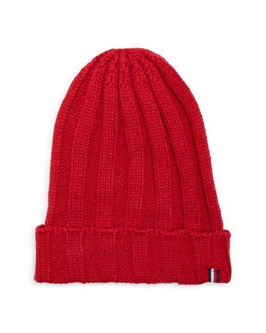 Tommy Hilfiger Red Chunky Ribbed Knit Cuff Beanie for men
