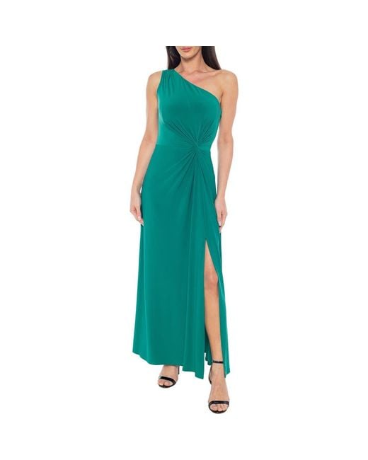Marina One-Shoulder Front Twist A-Line Gown in Green | Lyst Marina One-Shoulder Front Twist A-Line Gown in Green | Lyst