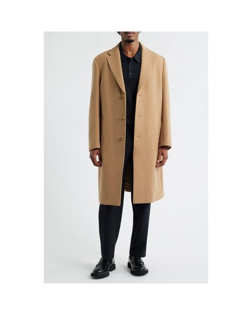Open Edit Natural Wool Blend Melton Overcoat for men