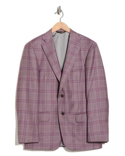 Heritage Gold Men's Purple Berry Super 130S Wool Plaid Sport Coat formal jackets