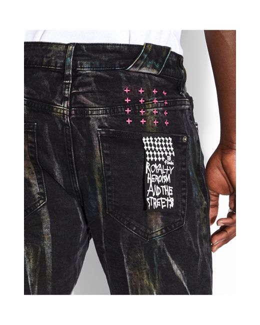 Ksubi Black Chitch Pink Refrakt Slim Fit Jeans for men