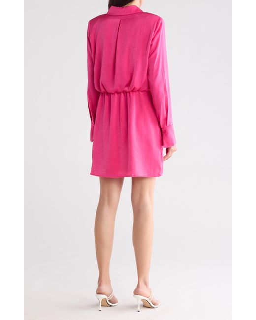 BCBGMAXAZRIA Pink Long Sleeve Chiffon Shirtdress
