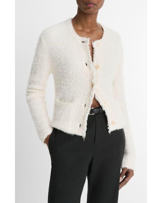 Vince White Italian Cotton-Blend Brocade Cardigan Jacket