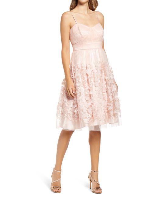 Eliza J Floral Appliqué Fit & Flare Cocktail Dress in Blush (Pink) - Lyst