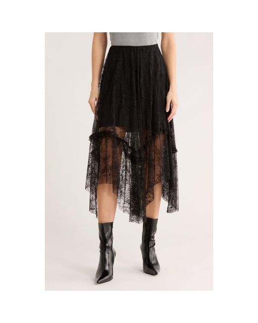 AllSaints Women's Black Josie Asymmetric Lace Skirt