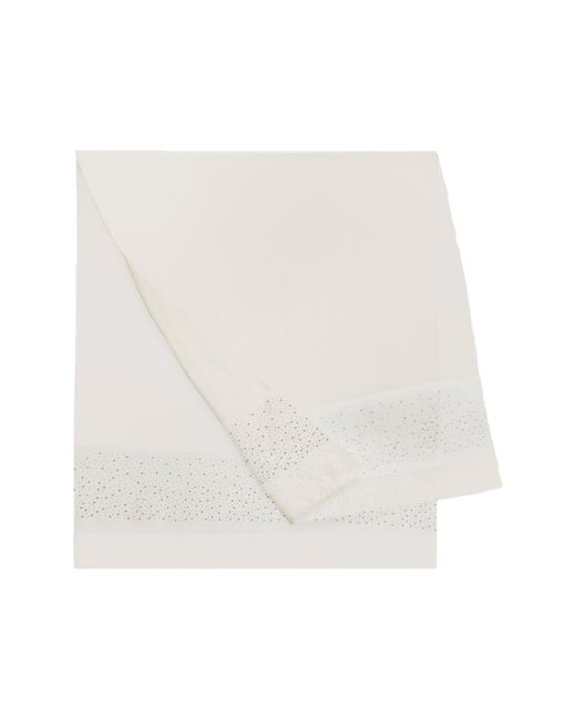 Saachi White Crystal Embellished Silk & Wool Scarf