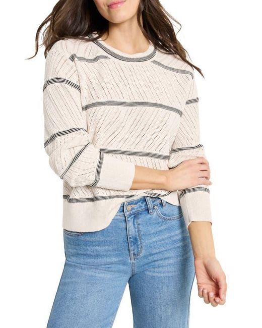 NIC+ZOE Blue Stripe Pointelle Stitch Sweater