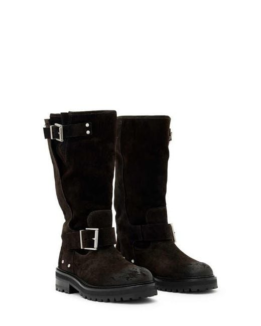 AllSaints Black Tay Moto Boot