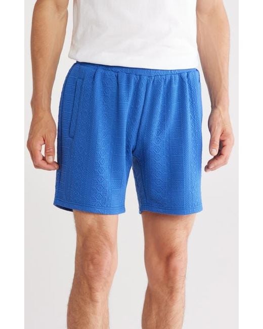 FLEECE FACTORY Blue Jacquard Shorts for men
