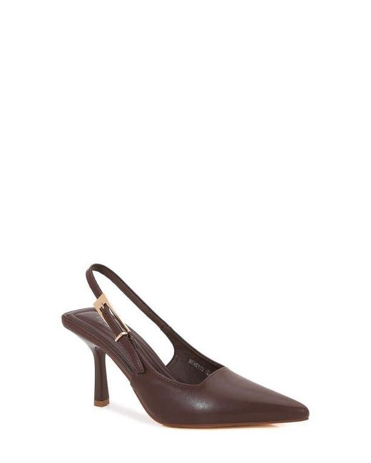 BERNESS Brown Pointed Toe Slingback Pump