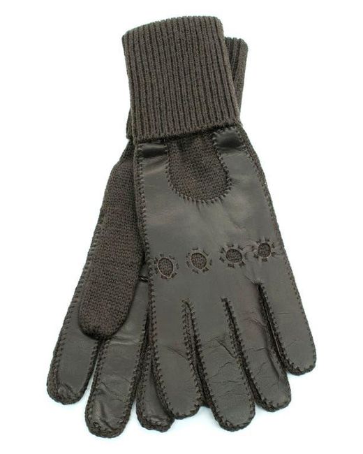 Portolano Gray Cuffed Leather Gloves