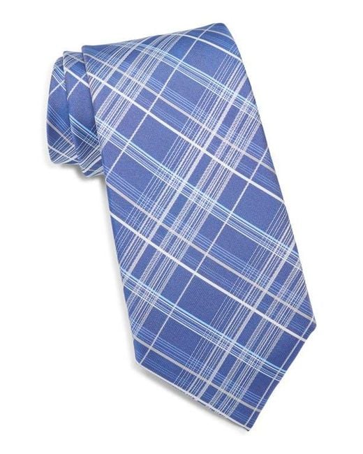 Calvin Klein Blue Walker Plaid Tie for men