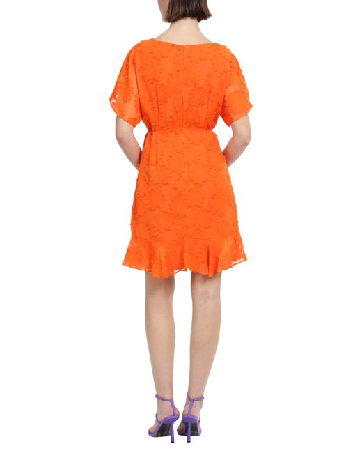 DONNA MORGAN FOR MAGGY Floral Short Sleeve Chiffon Dress in Orange | Lyst
