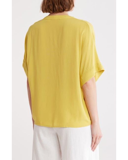 Tahari Yellow Split Neck Shirt