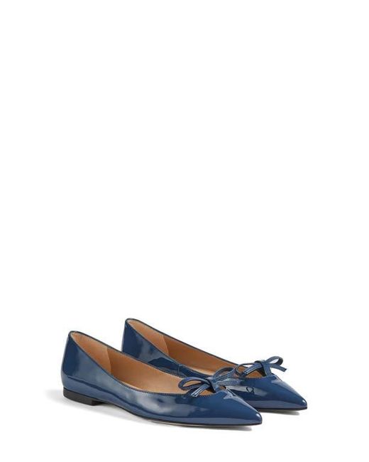 L.K.Bennett Blue Lynne Mini Bow Pointed Toe Flat