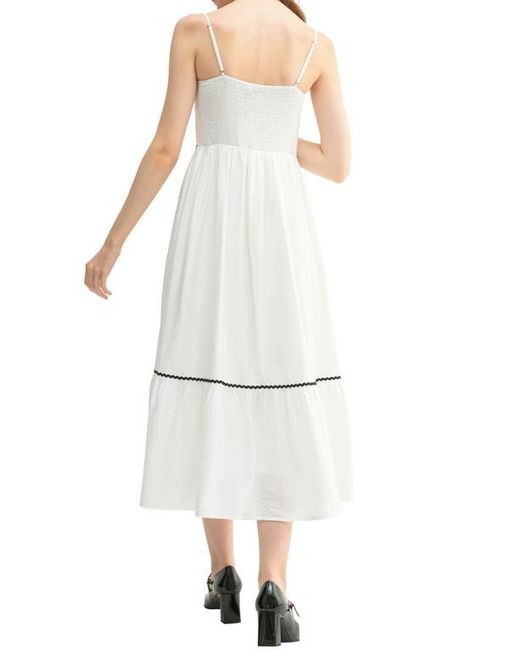 Lush White Contrast Ric Rac Midi Dress