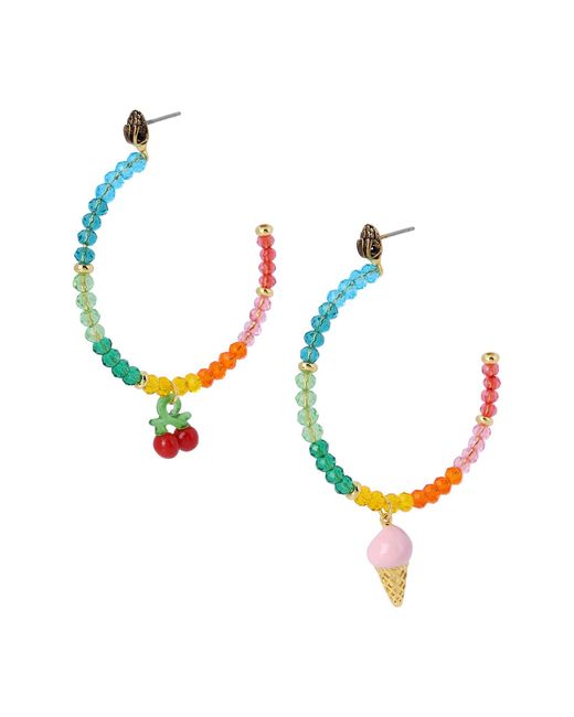 Kurt Geiger Multicolor Fruit & Ice Cream Charm Beaded Hoop Earrings