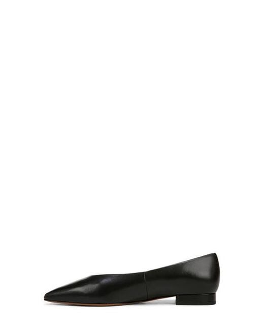 Vince Black Pointed Toe Leather Flat Shoes