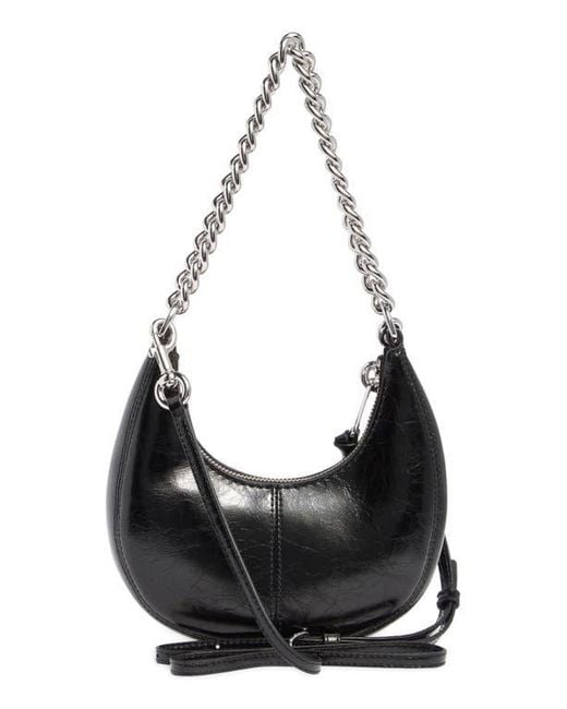 Marc Jacobs Black Mini Crescent Crinkle Leather Crossbody Bag