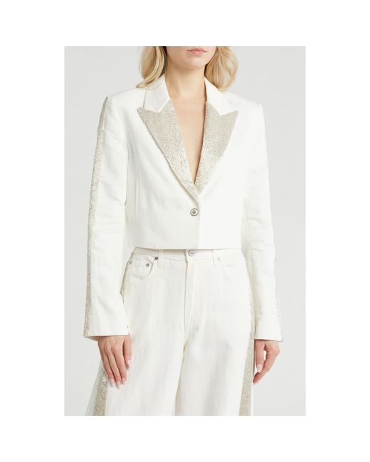 Twp Natural My Former Better Half Sequin Crop Blazer