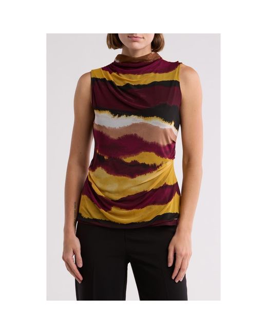 Calvin Klein Mock Neck Draped Top in Red Lyst