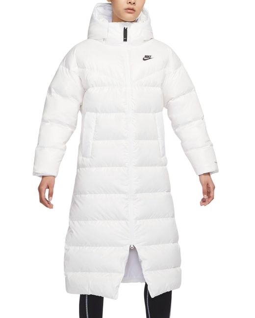 Nike White Sportswear City Quilted Longline Down Parka