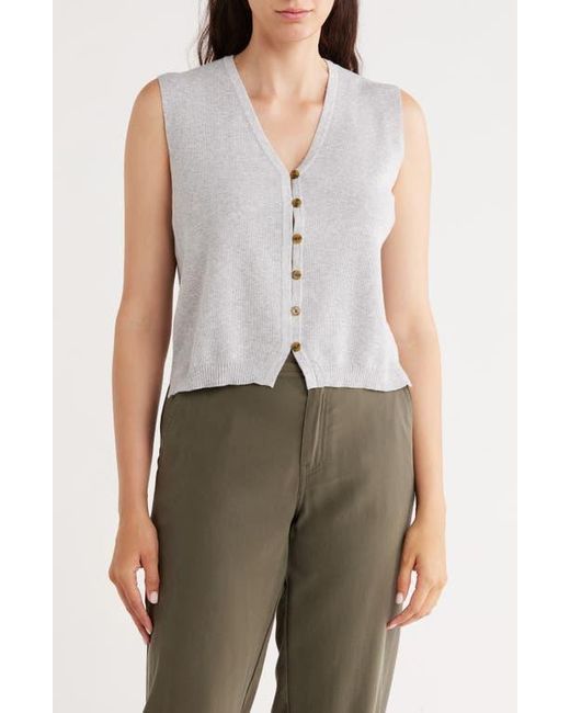 INDUSTRY REPUBLIC CLOTHING Blue Button Front Cotton Blend Sweater Vest