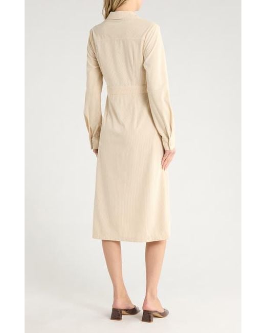 AREA STARS Natural Dion Long Sleeve Shirtdress