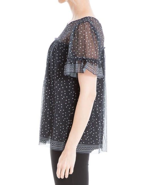 Max Studio Black Short Sleeve Knit Mesh Top