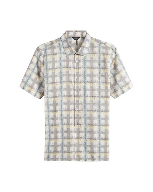 Good Man Brand Gray Big On-point Short Sleeve Organic Cotton Button-up Shirt for men