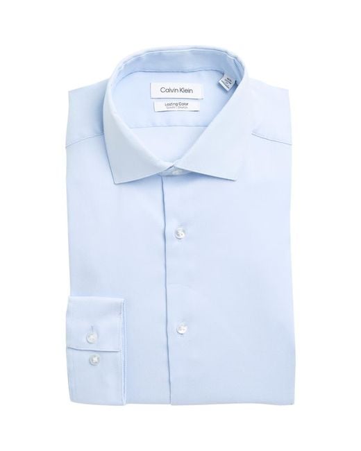 Calvin Klein Lasting Color Slim Fit Stretch Dress Shirt in Blue for Men |  Lyst