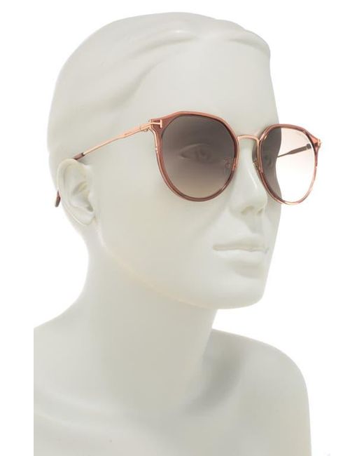 Tom Ford Pink 55Mm Gradient Round Sunglasses